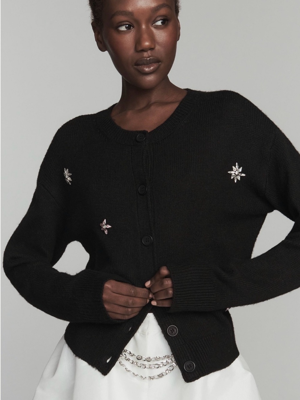 Sanctuary Black Embellished Button Cardigan